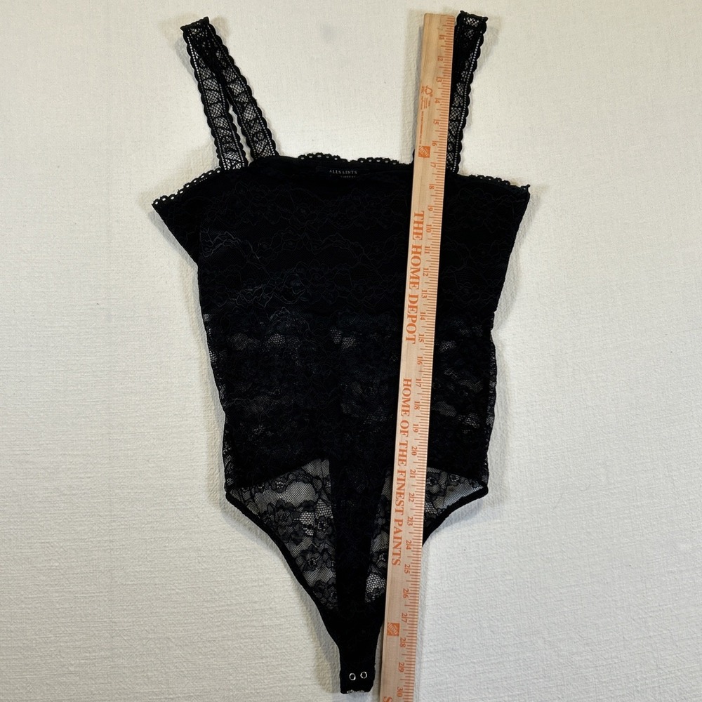 AllSaints Women Charlie Lace Bodysuit Black Lace Sleeveless 10 - Picture 13 of 15
